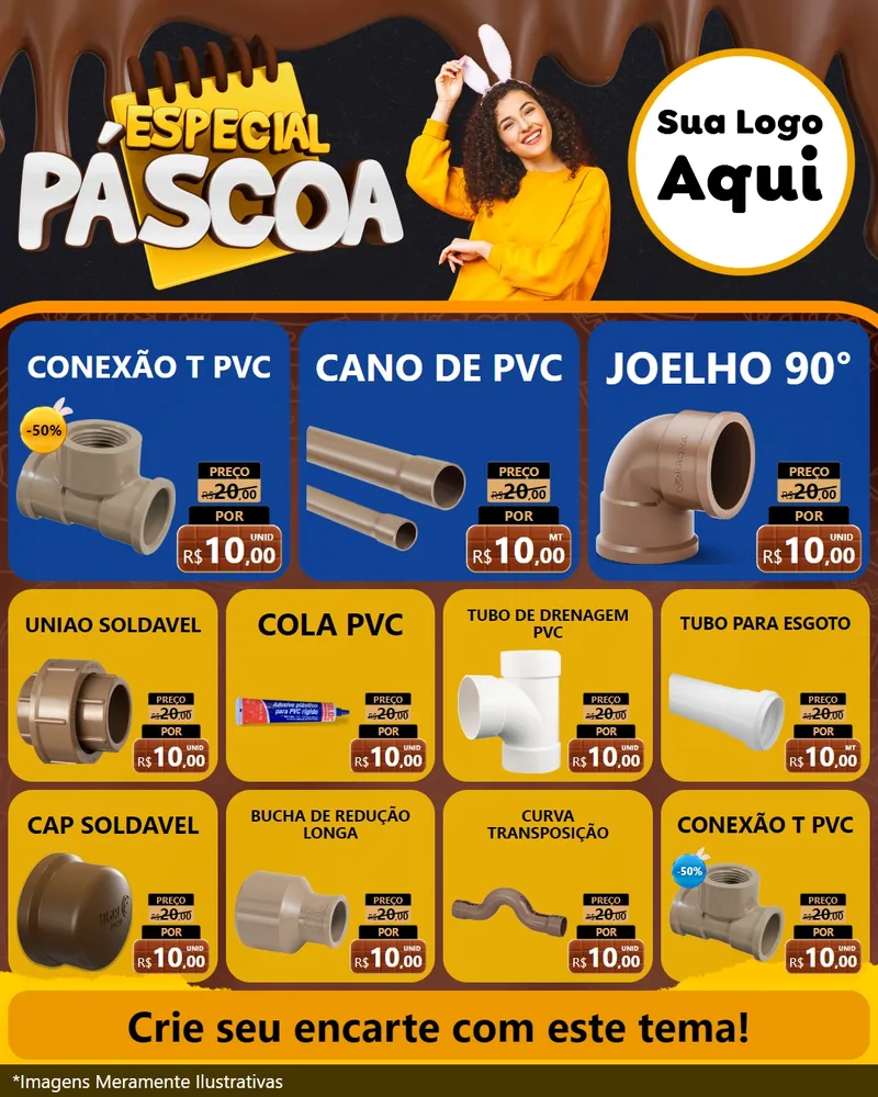 Modelo de Rede Social para Feed Instagram com o tema Especial Páscoa para Tubos e conexões