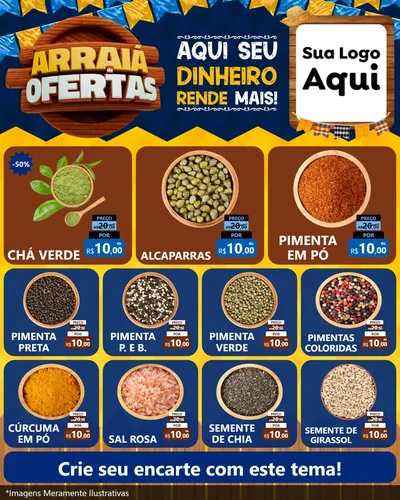 Modelo de Rede Social para Feed Instagram com o tema Arraiá de Ofertas - Junina para Produtos Naturais
