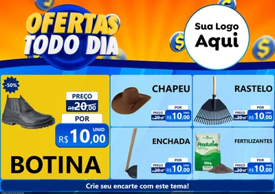 Modelo de Encarte para Encarte A4 Horizontal com o tema Ofertas Todo Dia para Agropecuária