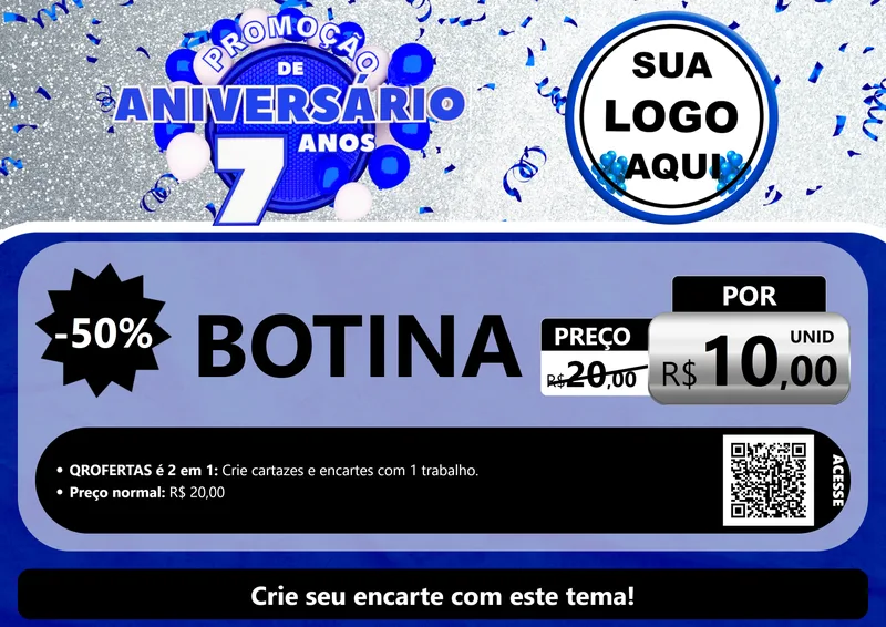 Modelo de Cartaz para Cartaz A4 Horizontal com o tema Promoção de Aniversário - 7 Anos para Agropecuária