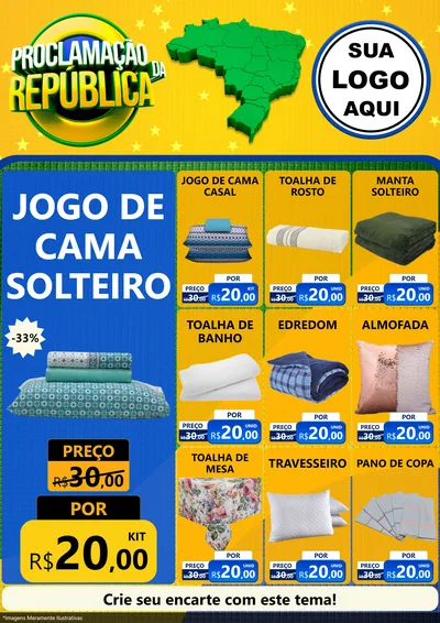 Modelo de Encarte para Encarte A4 Vertical com o tema Proclamação da República para Cama, Mesa e Banho