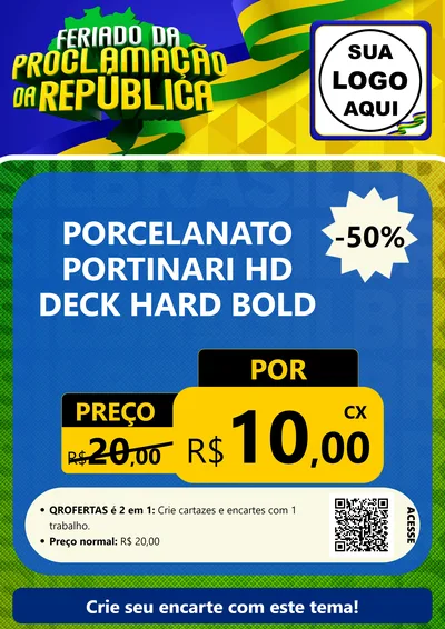 Modelo de Cartaz para Cartaz A4 Vertical com o tema Feriado da Proclamação da República para Pisos e revestimentos