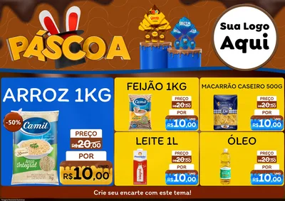 Modelo de Encarte para Encarte A4 Horizontal com o tema Páscoa para Supermercado