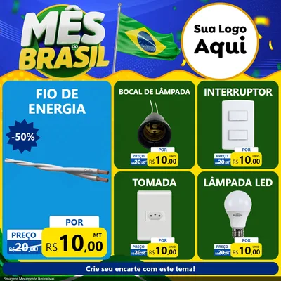 Modelo de Rede Social para Feed Facebook com o tema Mês do Brasil para Materiais Elétricos