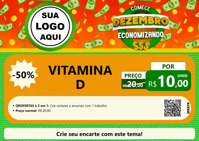 Modelo de Cartaz para Cartaz A4 Horizontal com o tema Comece Dezembro Economizando para Farmácia