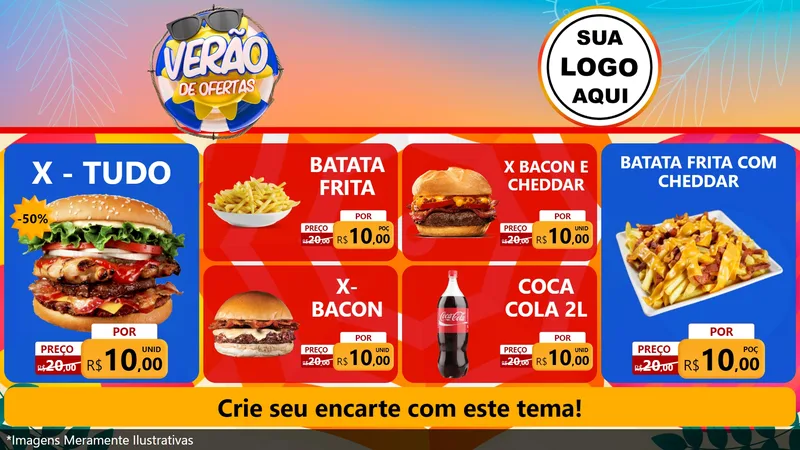 Modelo de TV para TV Horizontal com o tema Verão de Ofertas para Hamburgueria