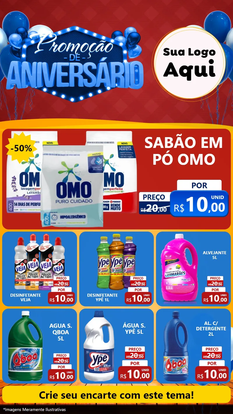 Modelo de Rede Social para Stories com o tema Promoção de Aniversário para Produtos de Limpeza