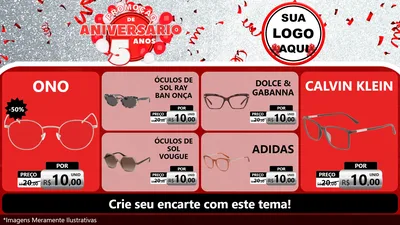 Modelo de TV para TV Horizontal com o tema Promoção de Aniversário - 5 Anos para Óticas