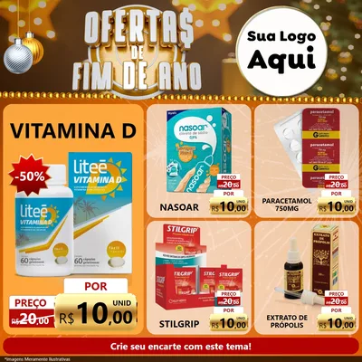 Modelo de Rede Social para Feed Facebook com o tema Ofertas de Fim de Ano para Farmácia