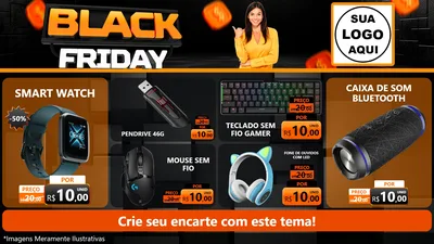 Modelo de TV para TV Horizontal com o tema Black Friday para Informática