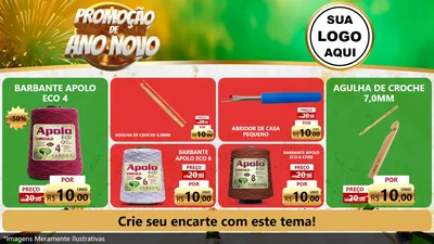 Modelo de TV para TV Horizontal com o tema Promoção de Ano Novo para Armarinho e Aviamentos