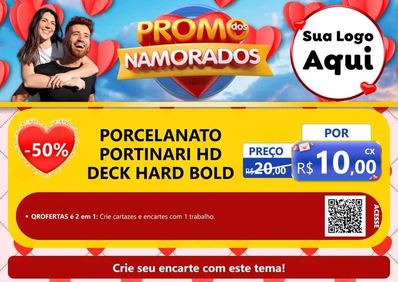 Modelo de Cartaz para Cartaz A4 Horizontal com o tema Promo dos Namorados para Pisos e revestimentos