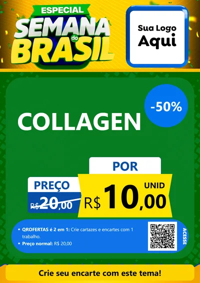 Modelo de Cartaz para Cartaz A4 Vertical com o tema Especial Semana do Brasil para Suplementos alimentares