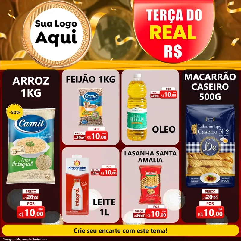 Modelo de Rede Social para Feed Facebook com o tema Terça do Real para Supermercado