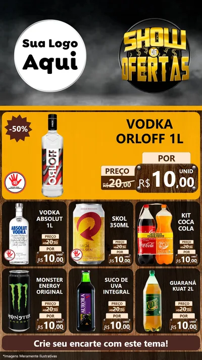 Modelo de Rede Social para Stories com o tema Show de Ofertas - Bebidas para Distribuidora de bebidas