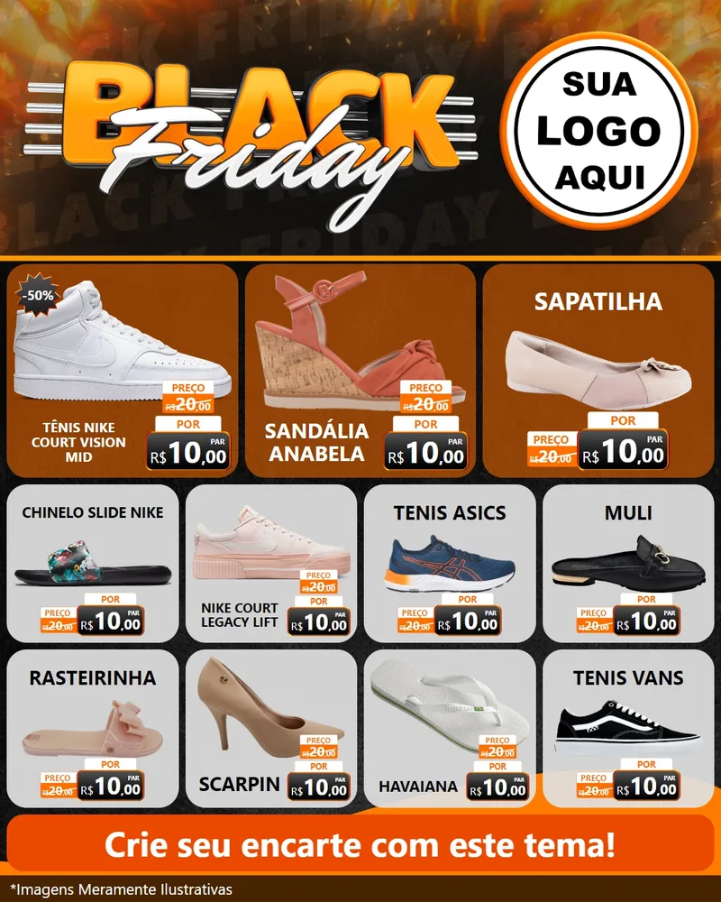 Modelo de Rede Social para Feed Instagram com o tema Black Friday para Calçados