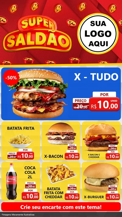 Modelo de Rede Social para Stories com o tema Super Saldão para Hamburgueria