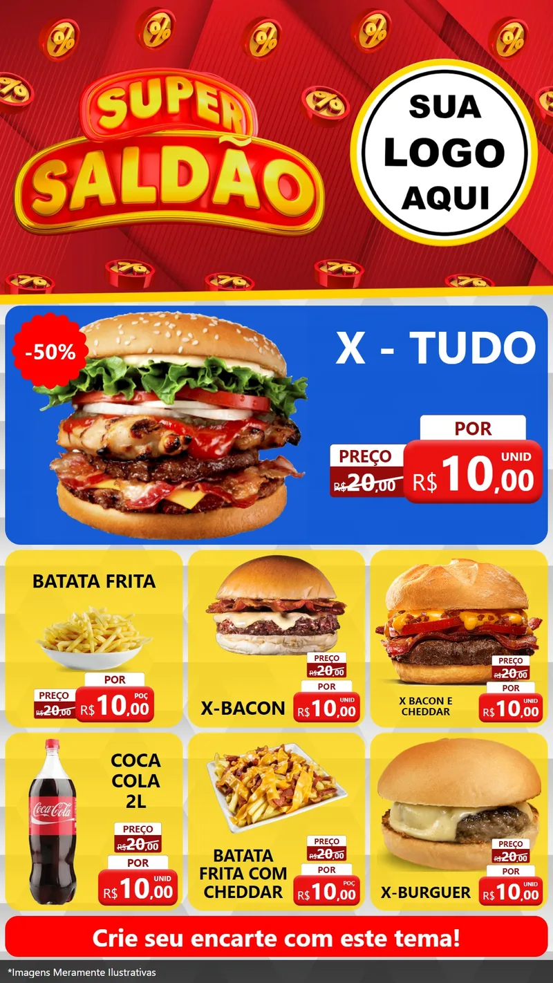 Modelo de Rede Social para Stories com o tema Super Saldão para Hamburgueria