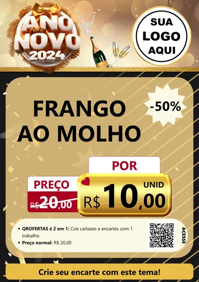 Modelo de Cartaz para Cartaz A4 Vertical com o tema Feliz Ano Novo 2027 para Restaurante