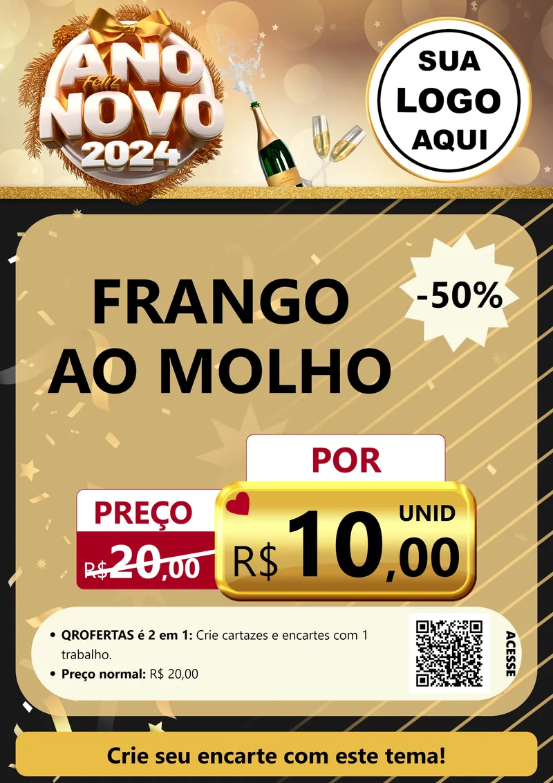 Modelo de Cartaz para Cartaz A4 Vertical com o tema Feliz Ano Novo 2027 para Restaurante