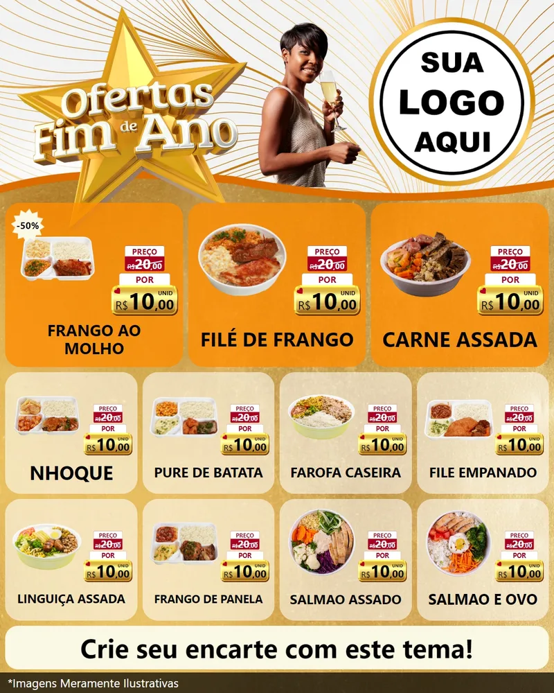 Modelo de Rede Social para Feed Instagram com o tema Ofertas Fim de Ano para Restaurante
