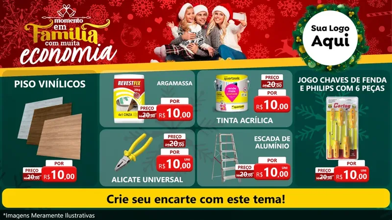 Modelo de TV para TV Horizontal com o tema Momento em Família (Natal) para Material para Construção