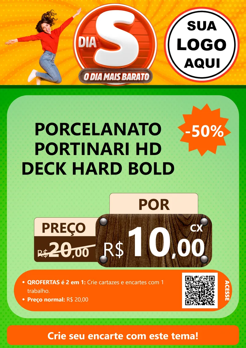 Modelo de Cartaz para Cartaz A4 Vertical com o tema Dia S - O Dia Mais Barato para Pisos e revestimentos