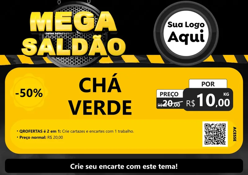 Modelo de Cartaz para Cartaz A4 Horizontal com o tema Mega Saldão para Produtos Naturais