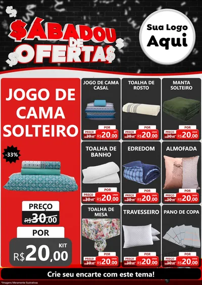 Modelo de Encarte para Encarte A4 Vertical com o tema Sabadou de Ofertas para Cama, Mesa e Banho
