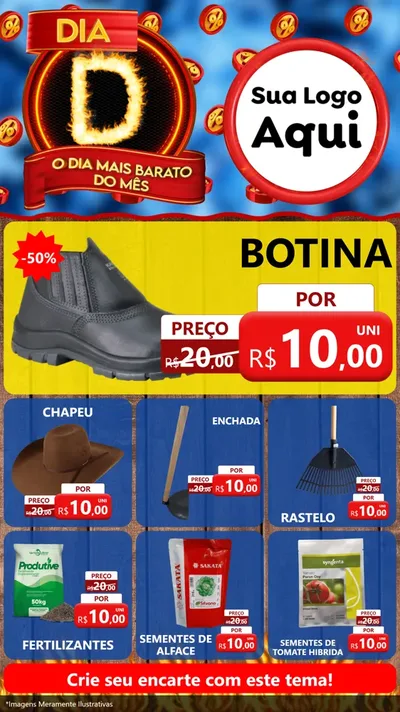 Modelo de Rede Social para Stories com o tema Dia D - O Dia Mais Barato Do Mês para Agropecuária