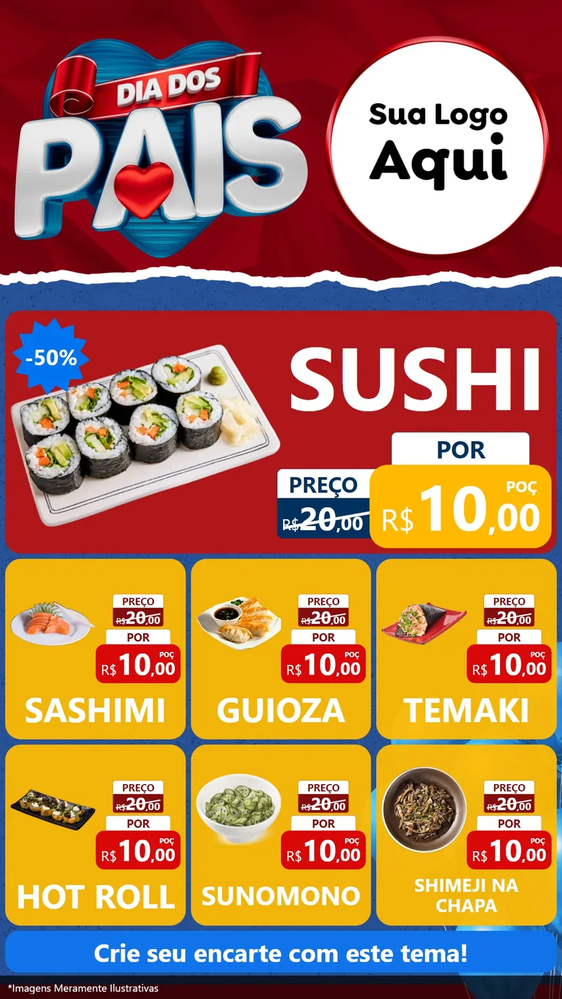 Modelo de Rede Social para Stories com o tema Dia dos Pais para Comida japonesa