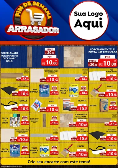 Modelo de Encarte para Encarte A4 Vertical com o tema Fim De Semana Arrasador para Pisos e revestimentos
