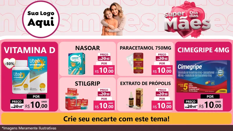 Modelo de TV para TV Horizontal com o tema Super Dia Das Mães para Farmácia