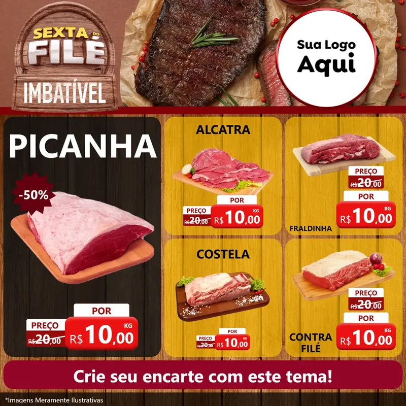 Modelo de Rede Social para Feed Facebook com o tema Sexta do Filé para Açougue