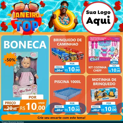 Modelo de Rede Social para Feed Facebook com o tema Janeiro Top para Brinquedos