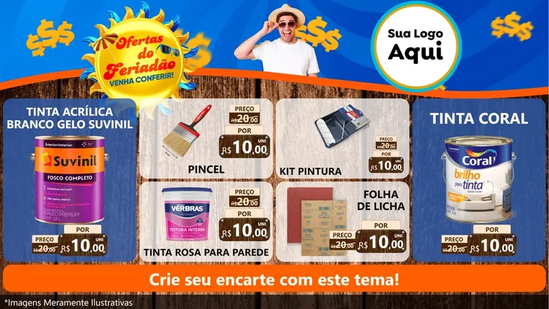 Modelo de TV para TV Horizontal com o tema Ofertas do Feriadão para Tintas e Ferramentas