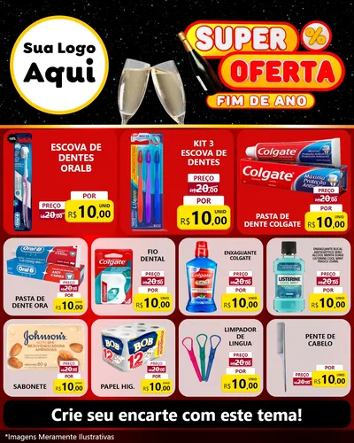 Modelo de Rede Social para Feed Instagram com o tema Super Oferta Fim de Ano para Higiene Pessoal