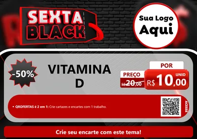 Modelo de Cartaz para Cartaz A4 Horizontal com o tema Sexta Black para Farmácia