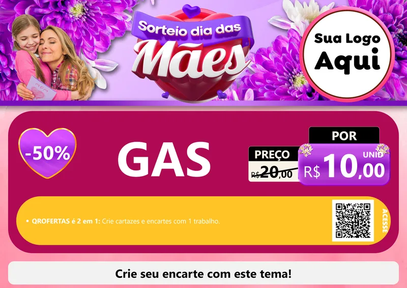 Modelo de Cartaz para Cartaz A4 Horizontal com o tema Sorteio Dia das Mães para Água e gás