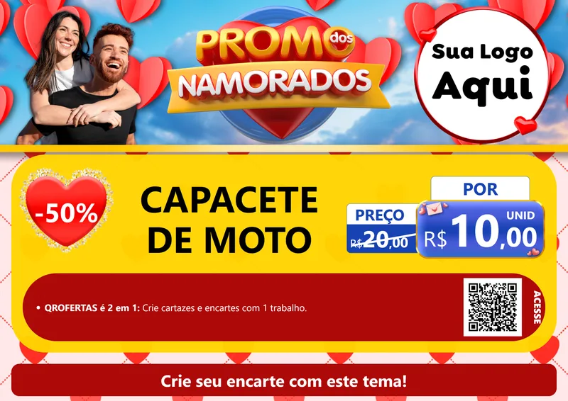 Modelo de Cartaz para Cartaz A4 Horizontal com o tema Promo dos Namorados para Moto peças