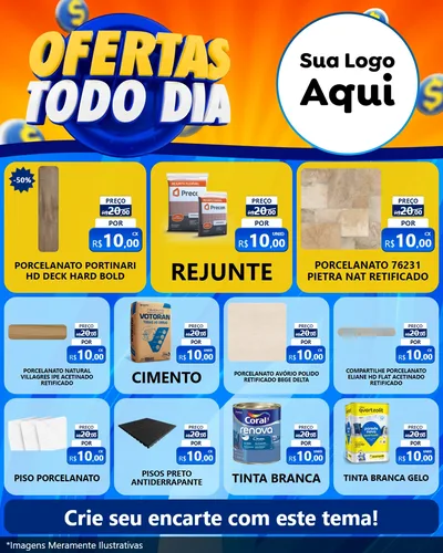 Modelo de Rede Social para Feed Instagram com o tema Ofertas Todo Dia para Pisos e revestimentos