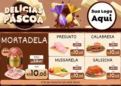Modelo de Encarte para Encarte A4 Horizontal com o tema Delícias de Páscoa para Frios e Laticínios