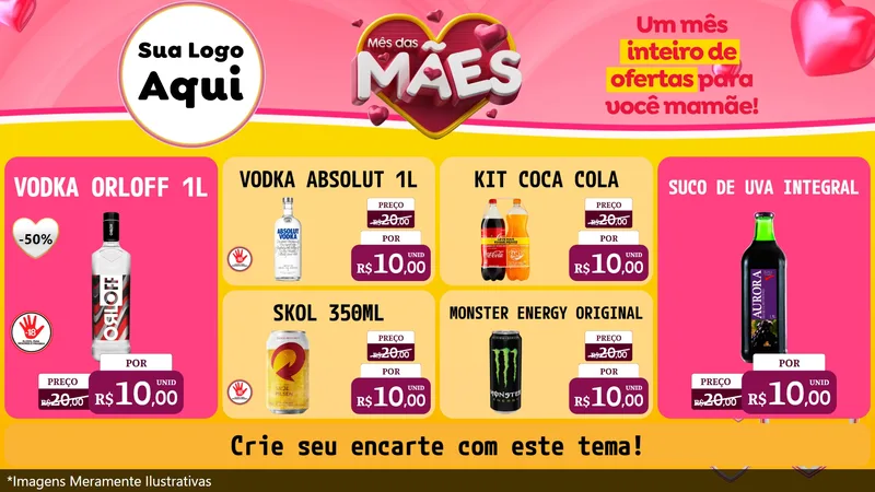 Modelo de TV para TV Horizontal com o tema Mês das Mães para Distribuidora de bebidas