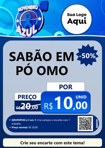 Modelo de Cartaz para Cartaz A4 Vertical com o tema Novembro Azul para Produtos de Limpeza