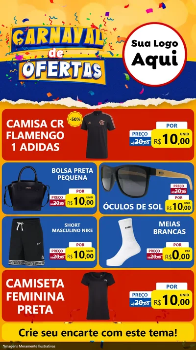 Modelo de TV para TV Vertical com o tema Carnaval de Ofertas para Roupas e acessórios