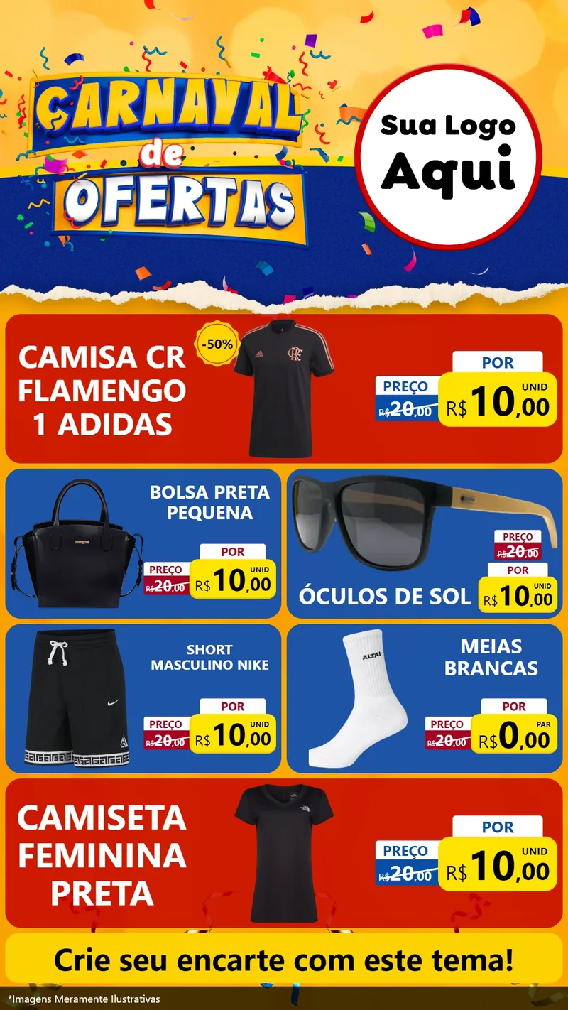 Modelo de TV para TV Vertical com o tema Carnaval de Ofertas para Roupas e acessórios