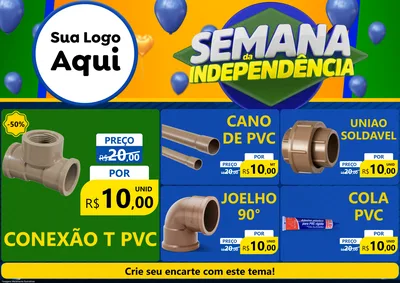 Modelo de Encarte para Encarte A4 Horizontal com o tema Semana da Independência para Tubos e conexões