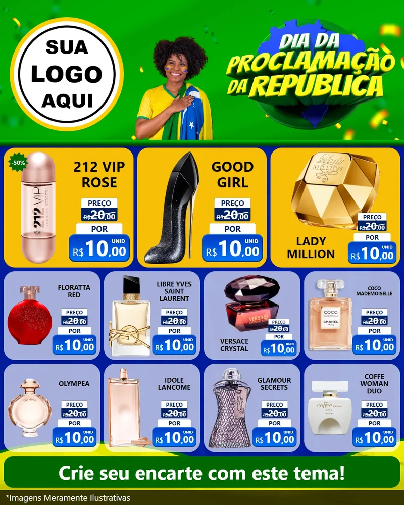 Modelo de Rede Social para Feed Instagram com o tema Dia Da Proclamação Da República para Perfumes