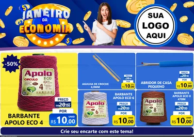 Modelo de Encarte para Encarte A4 Horizontal com o tema Janeiro da Economia para Armarinho e Aviamentos