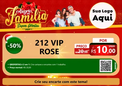 Modelo de Cartaz para Cartaz A4 Horizontal com o tema Alegria em Família Super Ofertas - Natal para Perfumes